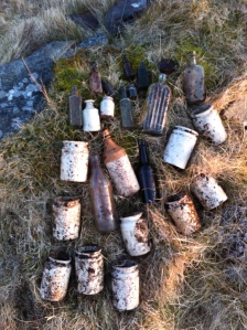 Intact collection of bottles and jars from the blackhouse